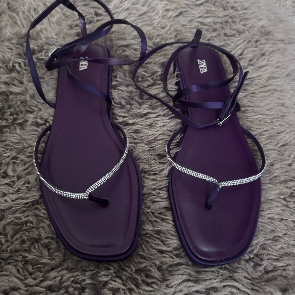 Zara purple rhinestone sandals